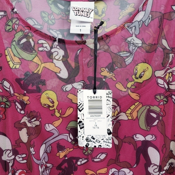 Torrid Looney Tunes Mesh BodyCon Dress Club Rave Punk - Picture 7 of 8